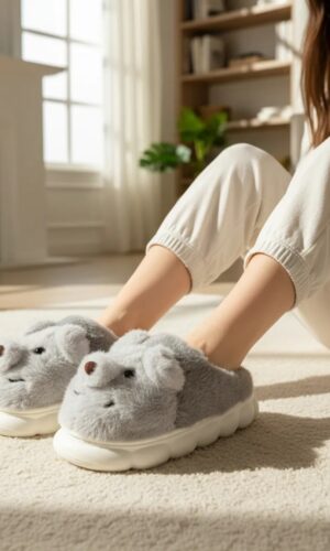 pantuflas plush mujer abrigadas con suela eva comodas varios colores