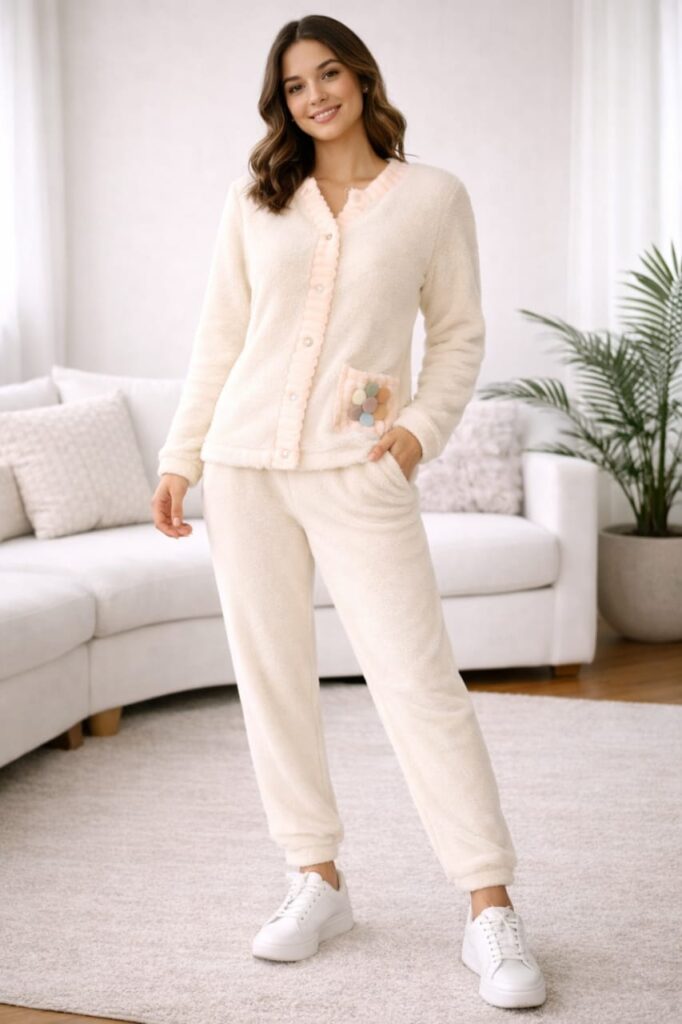 Pijama de plush o polar para mujer en varios colores