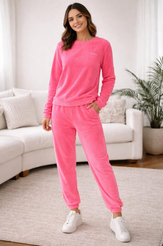 Pijama de plush o polar para mujer en varios colores
