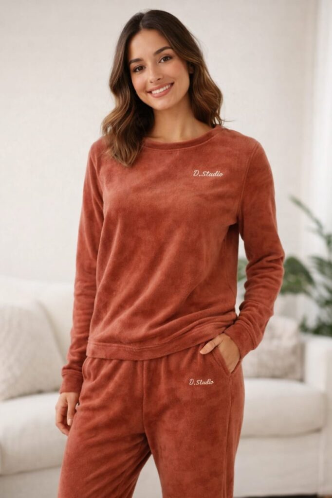 Pijama de plush o polar para mujer en varios colores