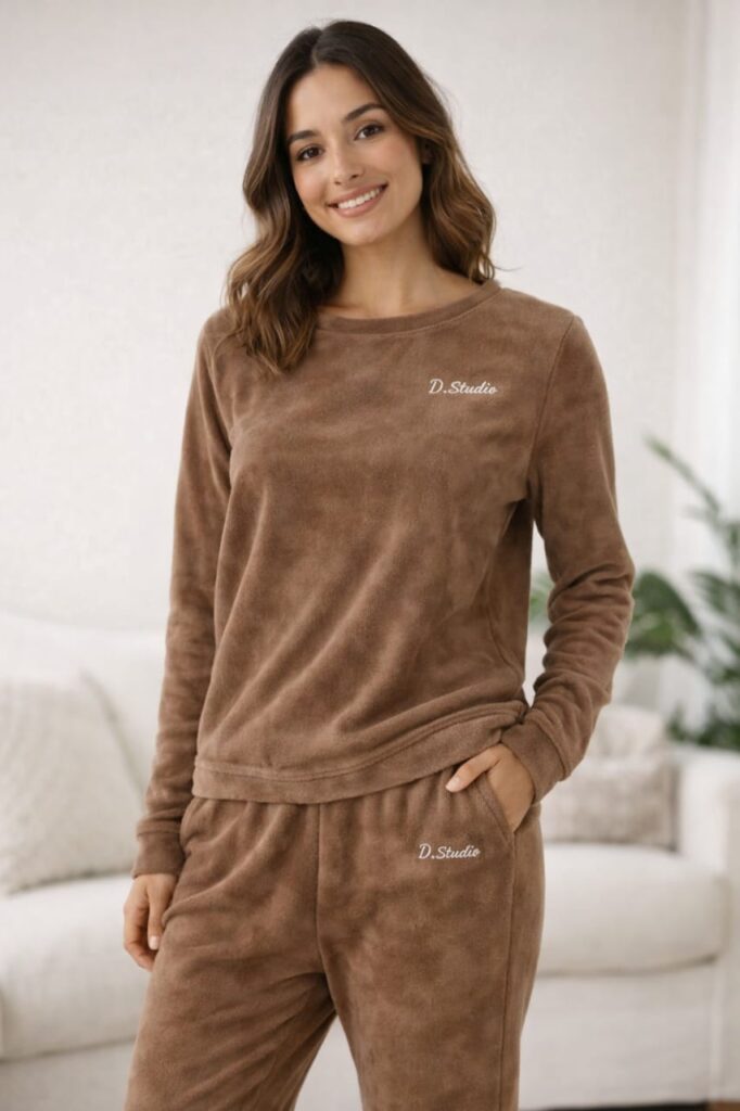 Pijama de plush o polar para mujer en varios colores