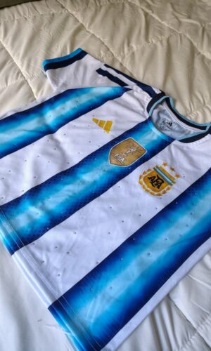 Camiseta seleccion argentina crop top con strass escudo sublimado oliva ropa de mujer cordoba
